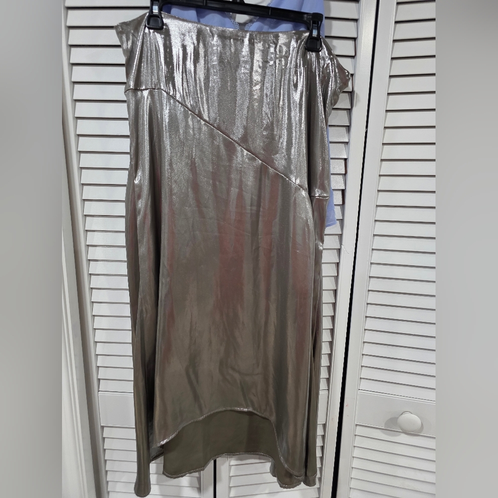 Silver Metallic A-Line Skirt